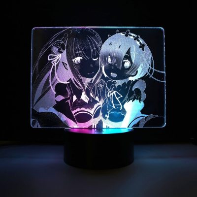 Re Zero Starting Life In Another World Emilia And Rem 3D Lamp