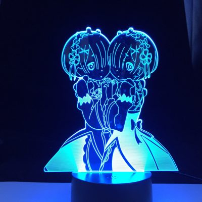 Re Zero Starting Life In Another World Rem and Ram 3D Lamp